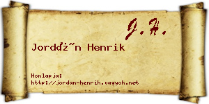 Jordán Henrik névjegykártya