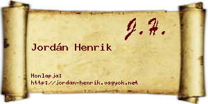 Jordán Henrik névjegykártya